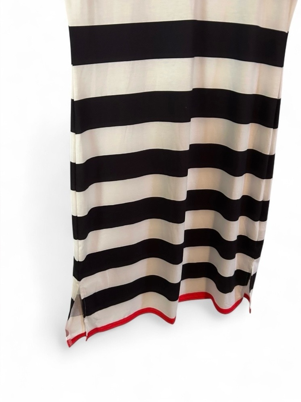 Lovesoft Boutique V Neck Black White Striped Midi Dress - NWT - Picture 6 of 6